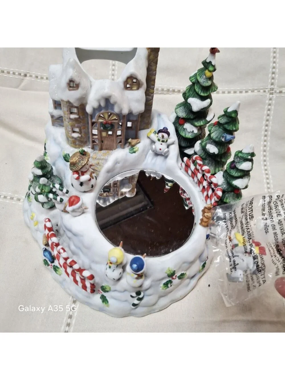 Partylite Snowbell Candle Holder Christmas Village Figurine With Mirror Base Exc